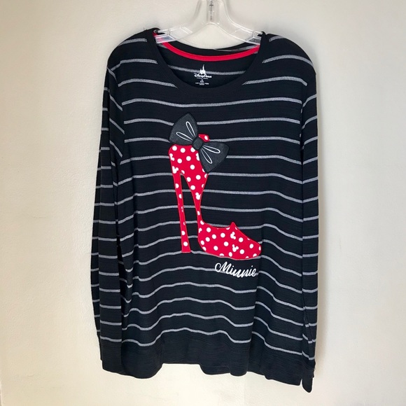 Disney Tops - •nwt• [Disney Parks] Striped Minnie Mouse Heel Top